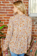 High Neck Boho Floral Blouse
