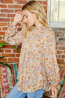 High Neck Boho Floral Blouse