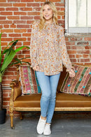 High Neck Boho Floral Blouse