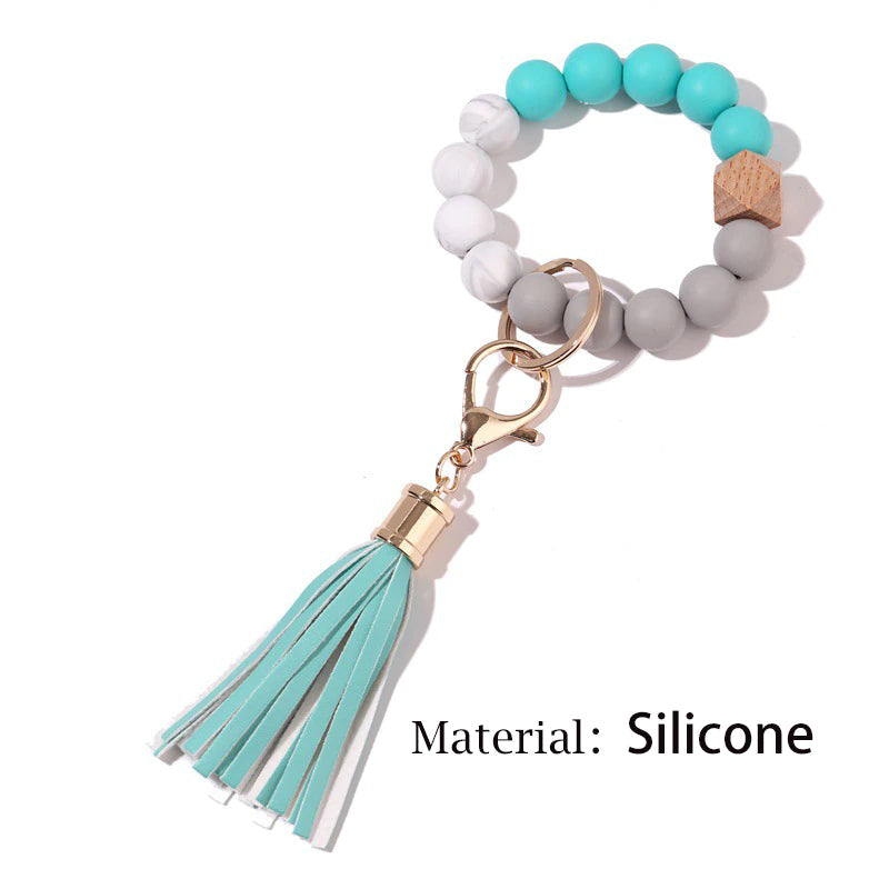 Silicone bead bracelet key keeper
