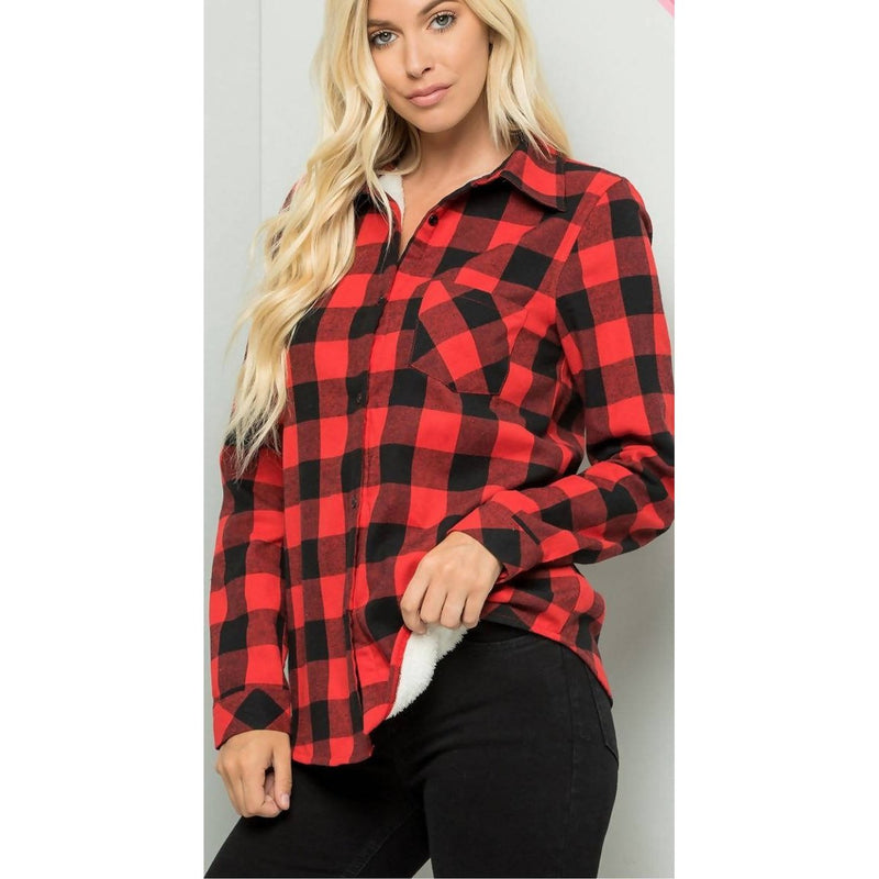Buffalo Plaid Lined Button Up Flannel