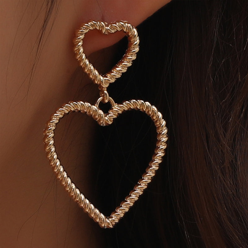 Golden Double Heart Earring