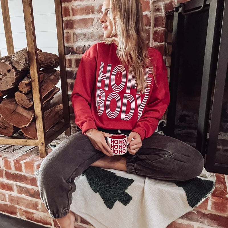 Homebody Lines Sweatshirt in Heather Red