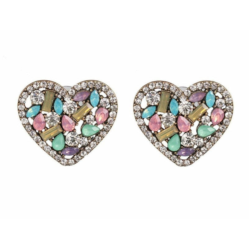 Heart earrings multi crystals