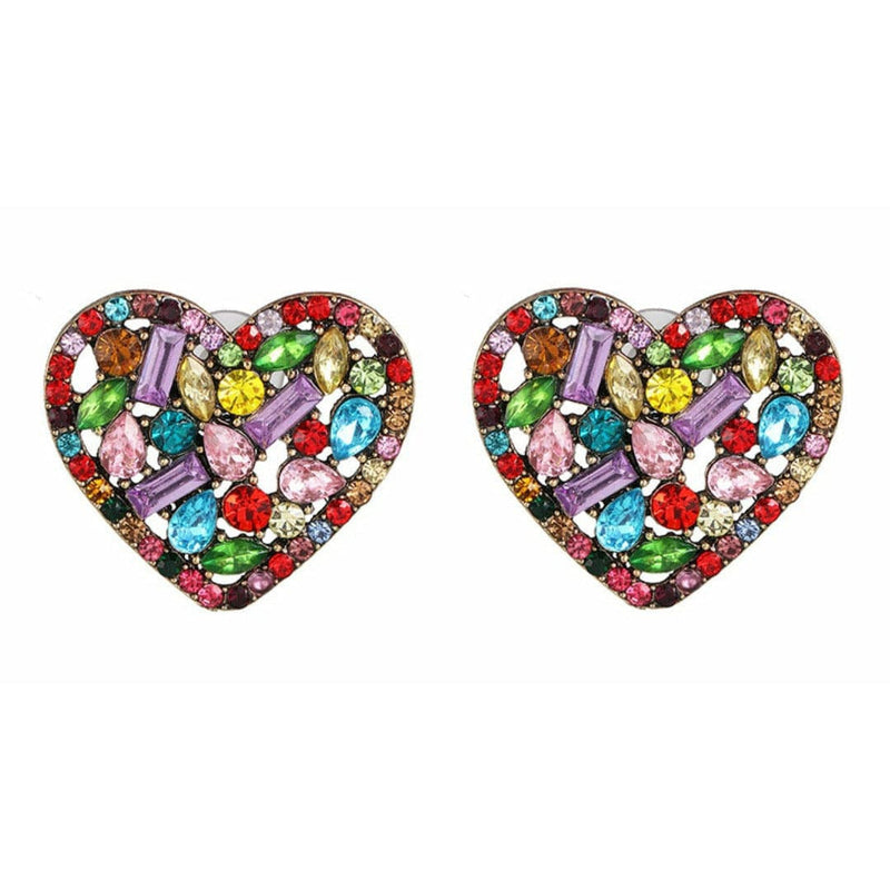 Heart earrings multi crystals