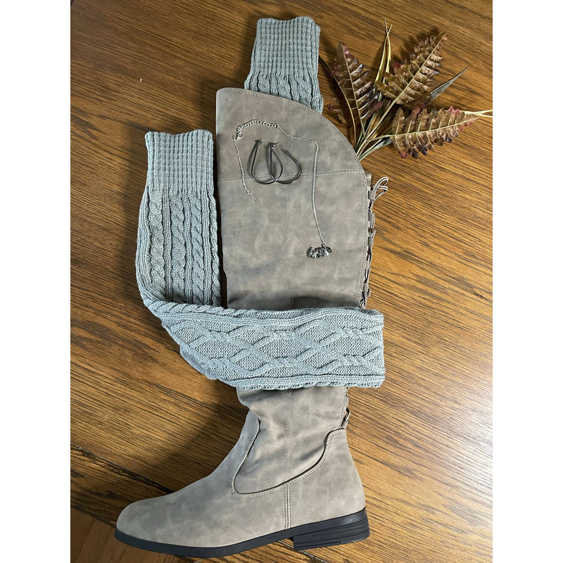 Grey knee high socks for boots