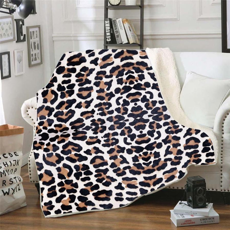 Leopard Plush Throw Blanket Deluxe Size