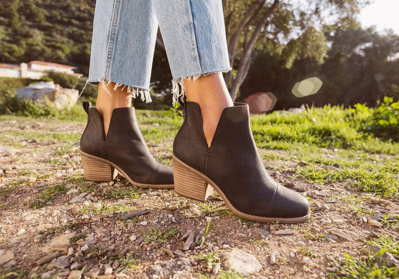 Toms - Black Everly Leather Cutout Boot