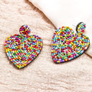 Large Beaded Heart Earrings
