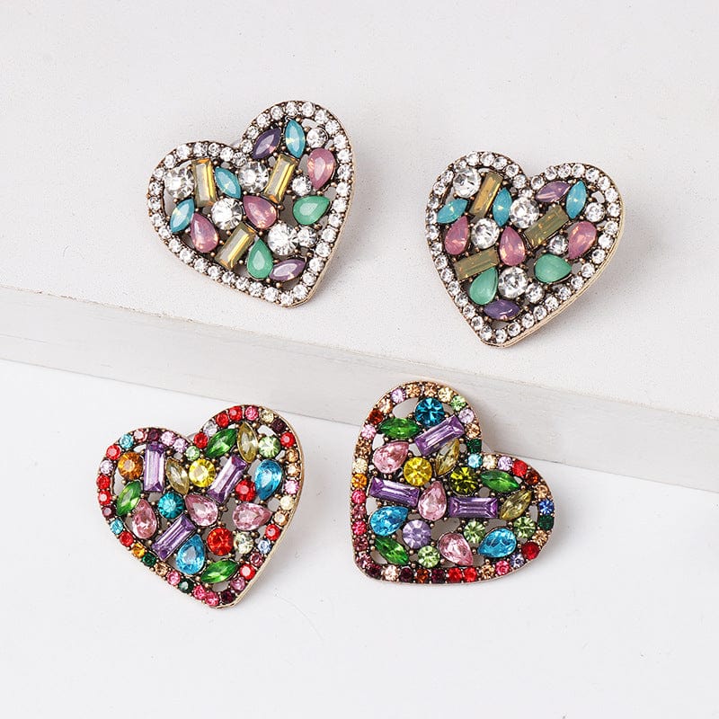 Heart earrings multi crystals