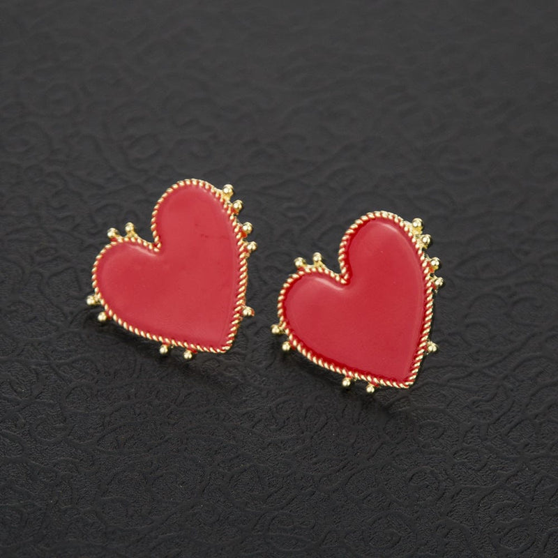 Alice Red Enamel Heart Earrings