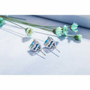 Blue Opal Heart Stud Earrings