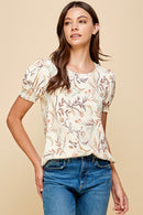 The Ginger Floral Top in Cream