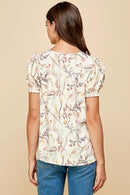 The Ginger Floral Top in Cream