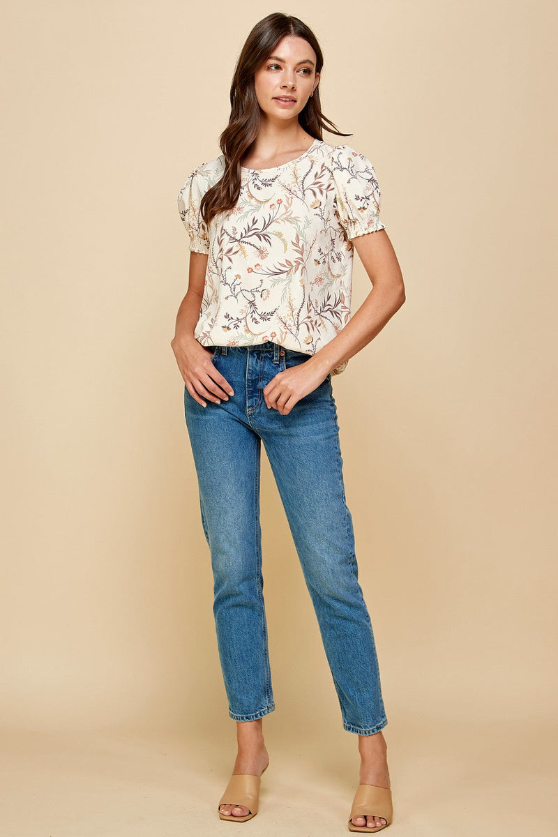 The Ginger Floral Top in Cream
