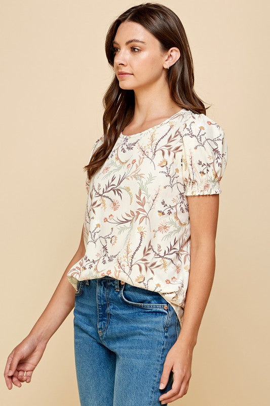 The Ginger Floral Top in Cream