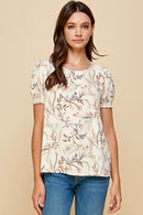 The Ginger Floral Top in Cream