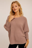Boat Neck Ribbed Sweater