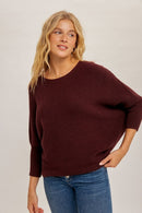 Boat Neck Ribbed Sweater