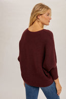 Boat Neck Ribbed Sweater