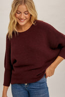Boat Neck Ribbed Sweater