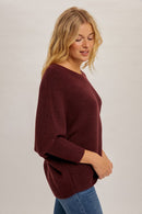 Boat Neck Ribbed Sweater