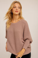 Boat Neck Ribbed Sweater