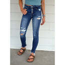 Vervet High Rise Patched Skinny Jeans