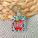 Teacher Apple with Leopard Keychain