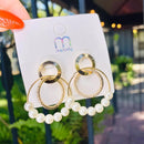 Golden Pearl Drop Hoops