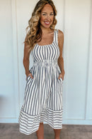 Cotton Linen Striped Dress