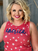 America Glitter on Star Sleeveless Top