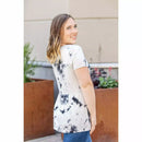 Tie Dye Black Sarah Ruffle Top