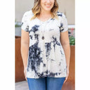 Tie Dye Black Sarah Ruffle Top