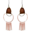Artisan Dream Catcher Rose Gold Earrings with Leather