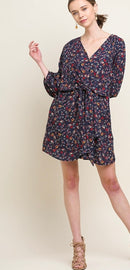 Floral Print Tie Waist Dress