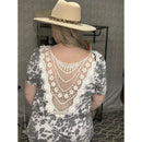 Cow print crochet detail shirt