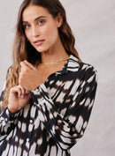 Bella Dahl - Monterey Flowy Button Down - Blurred Ikat Print