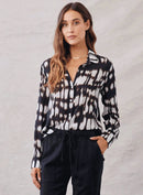 Bella Dahl - Monterey Flowy Button Down - Blurred Ikat Print