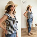 Melanie Striped Square Neck Blouse