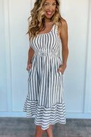 Cotton Linen Striped Dress