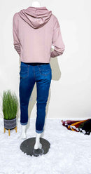 Cropped Knit Hoodie Light Pink