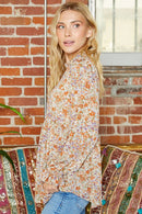 High Neck Boho Floral Blouse