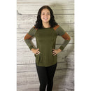 Olive shirt with orange stripes