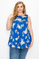 Sleeveless Royal Floral Top(513)