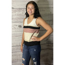 Colorblock knit khaki/pink sweater