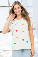 The Heather Colorful Embroidered Heart Top