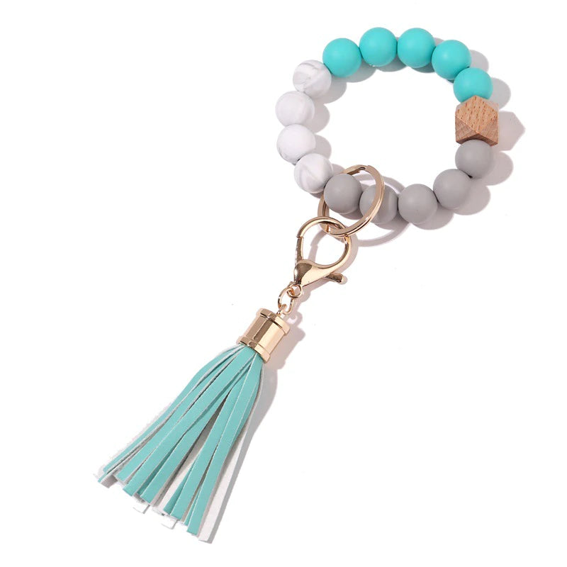 Silicone bead bracelet key keeper