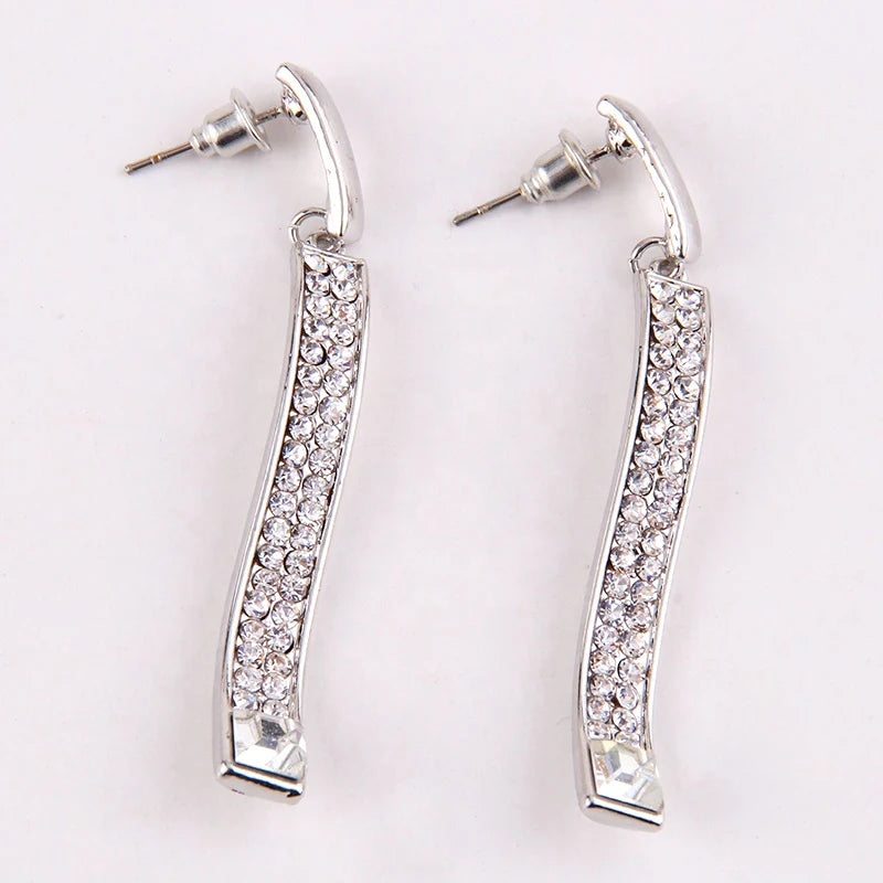 Sia - Rhinestone Bar Dangle Earrings