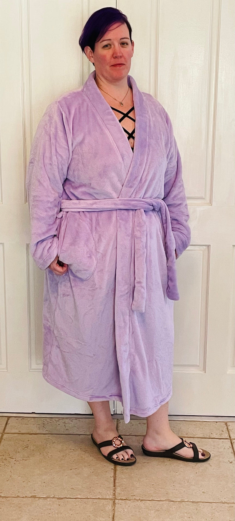 Long Fluffy Robe-Lavender(357)